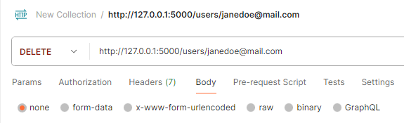 Postman DELETE példa