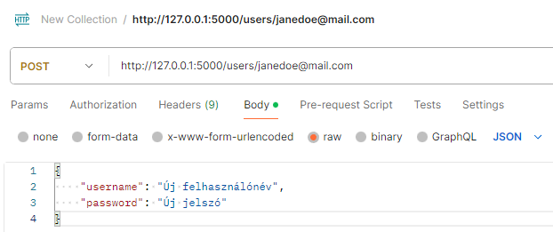 Postman POST példa